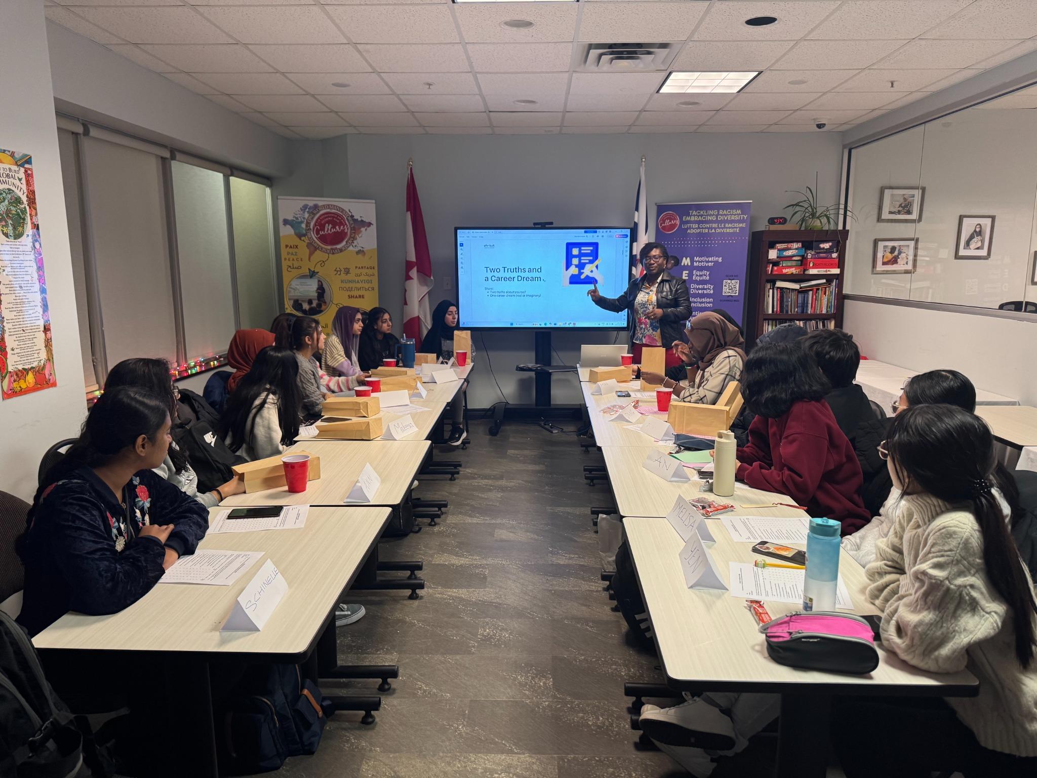 Facilitator presenting during future career goals session