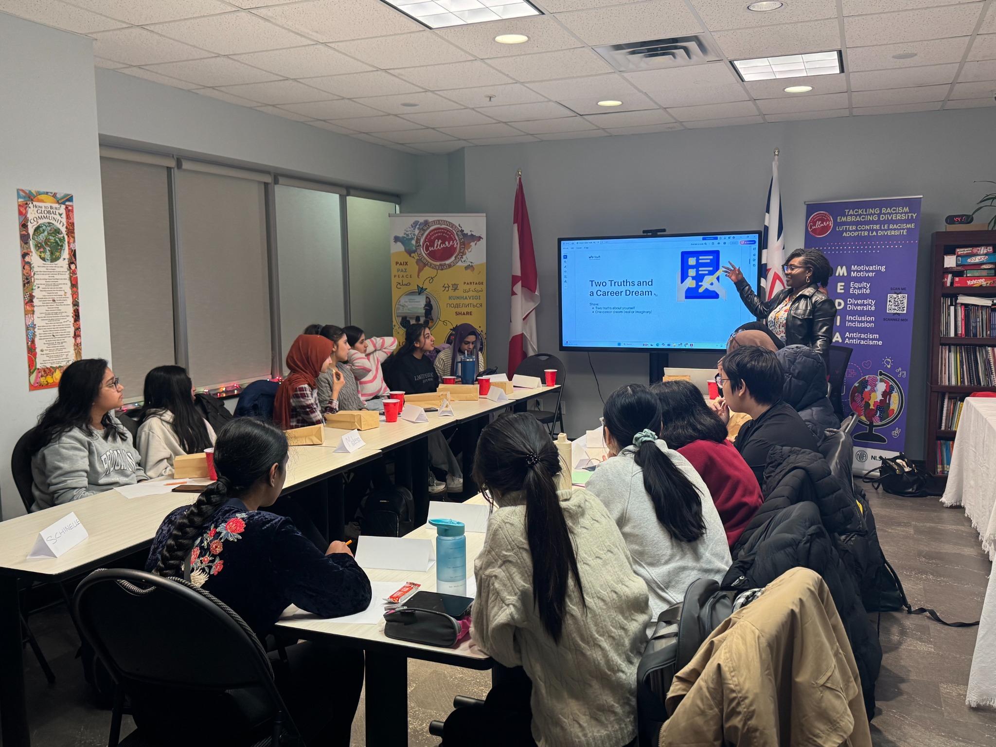 Students participating in the future career goals discussion