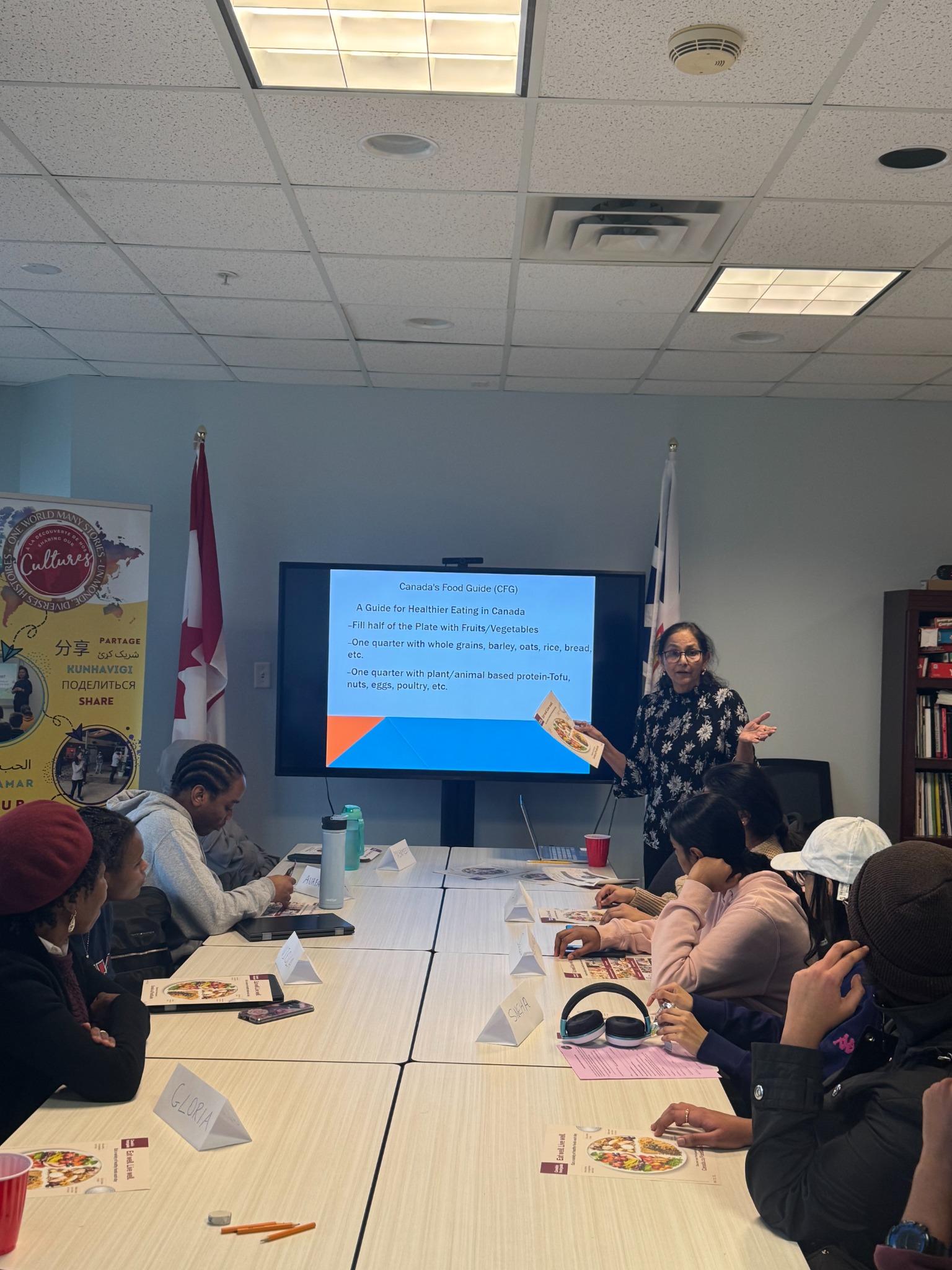 Nutrition session presentation with Canada's Food Guide