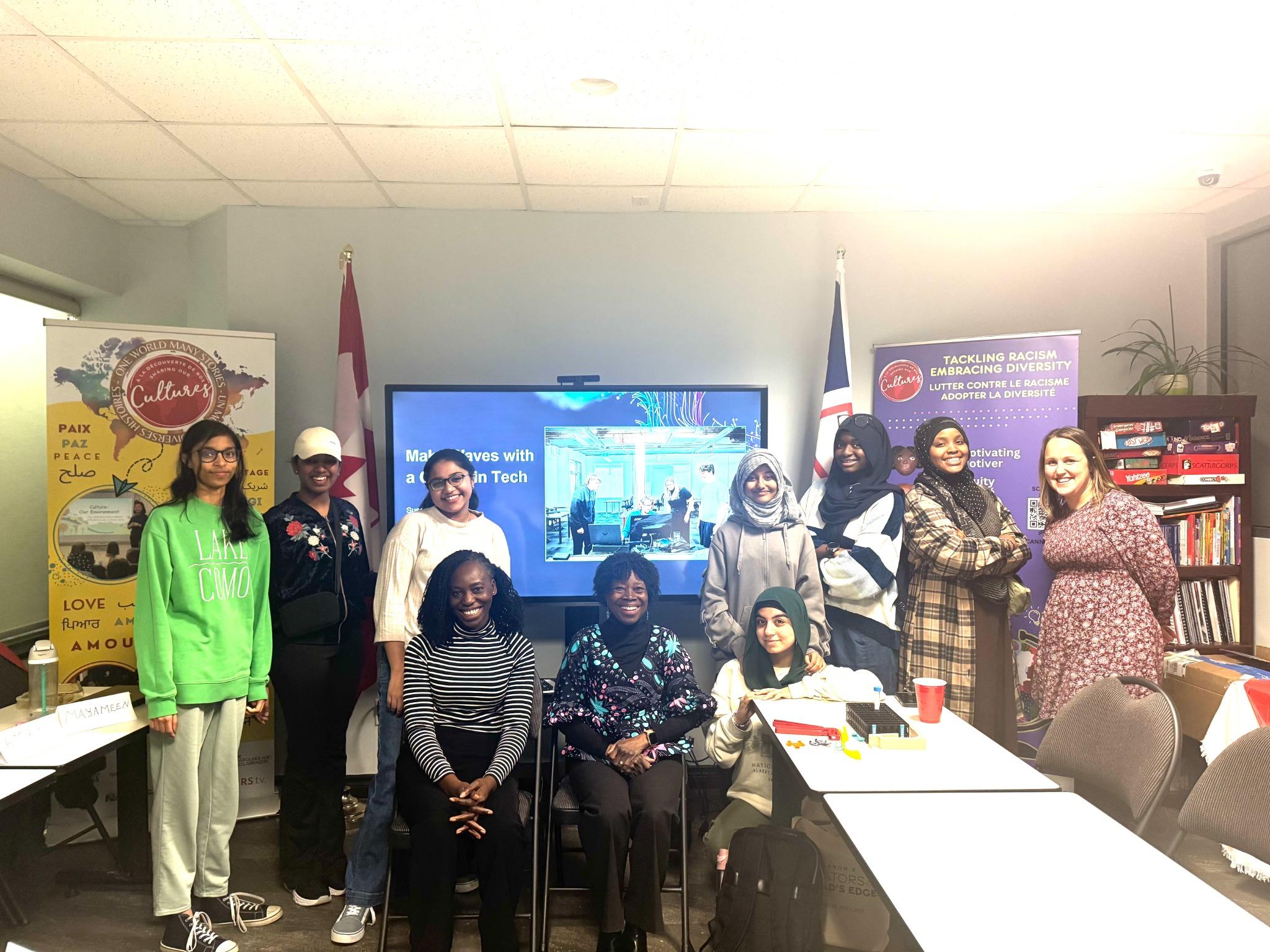 Students and facilitator after technology session